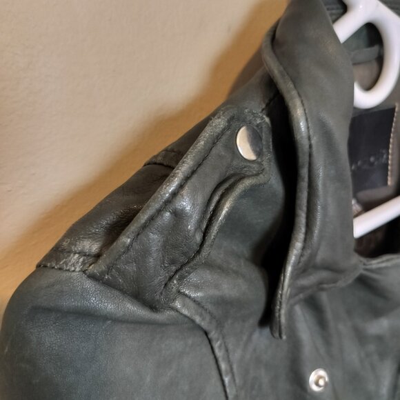 Forest Green Goosecraft Sheep Leather Jacket, Size S - Picture 4 of 9